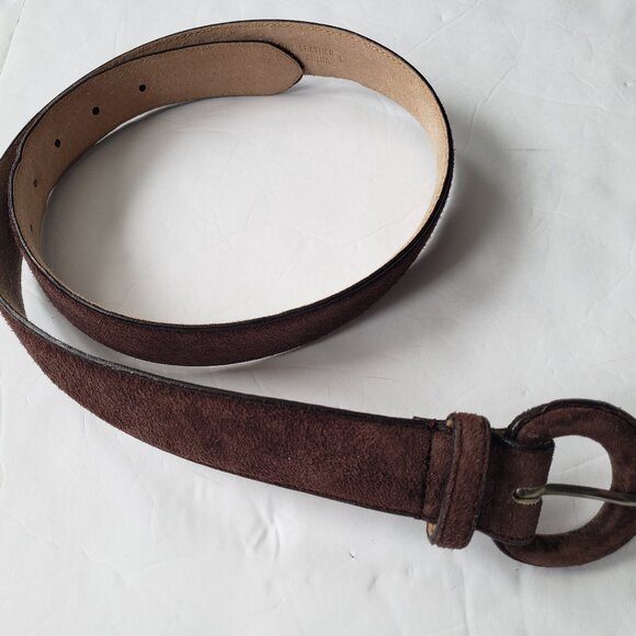 Hush Puppies Preppy Classic Suede Leather Buckle Brown Belt - Picture 3 of 7